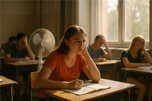 Illustration d'une canicule dans un établissement scolaire